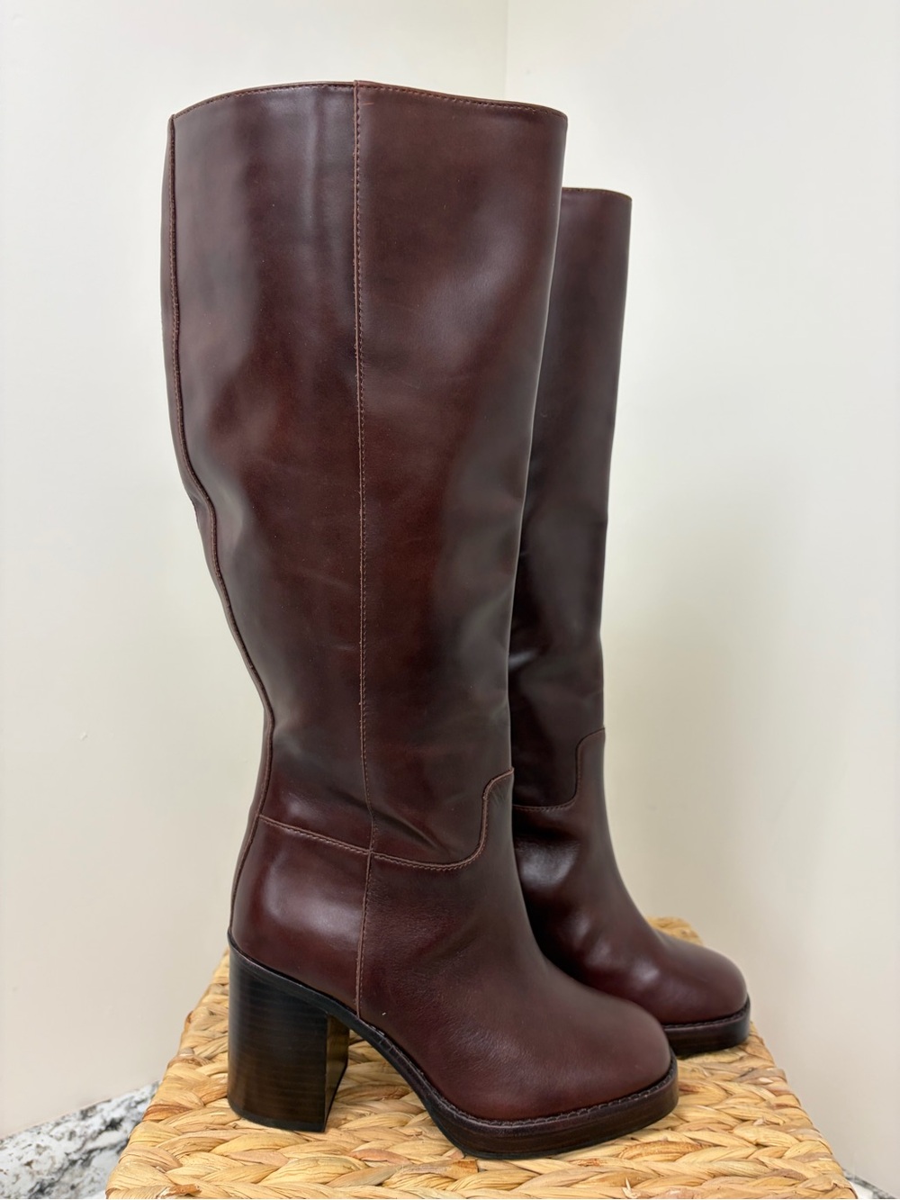Vince Camuto Tall Leather Knee Boots in Dark Brown